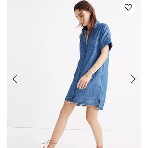 Madewell Drop Hem Chambray Denim Shirtdress